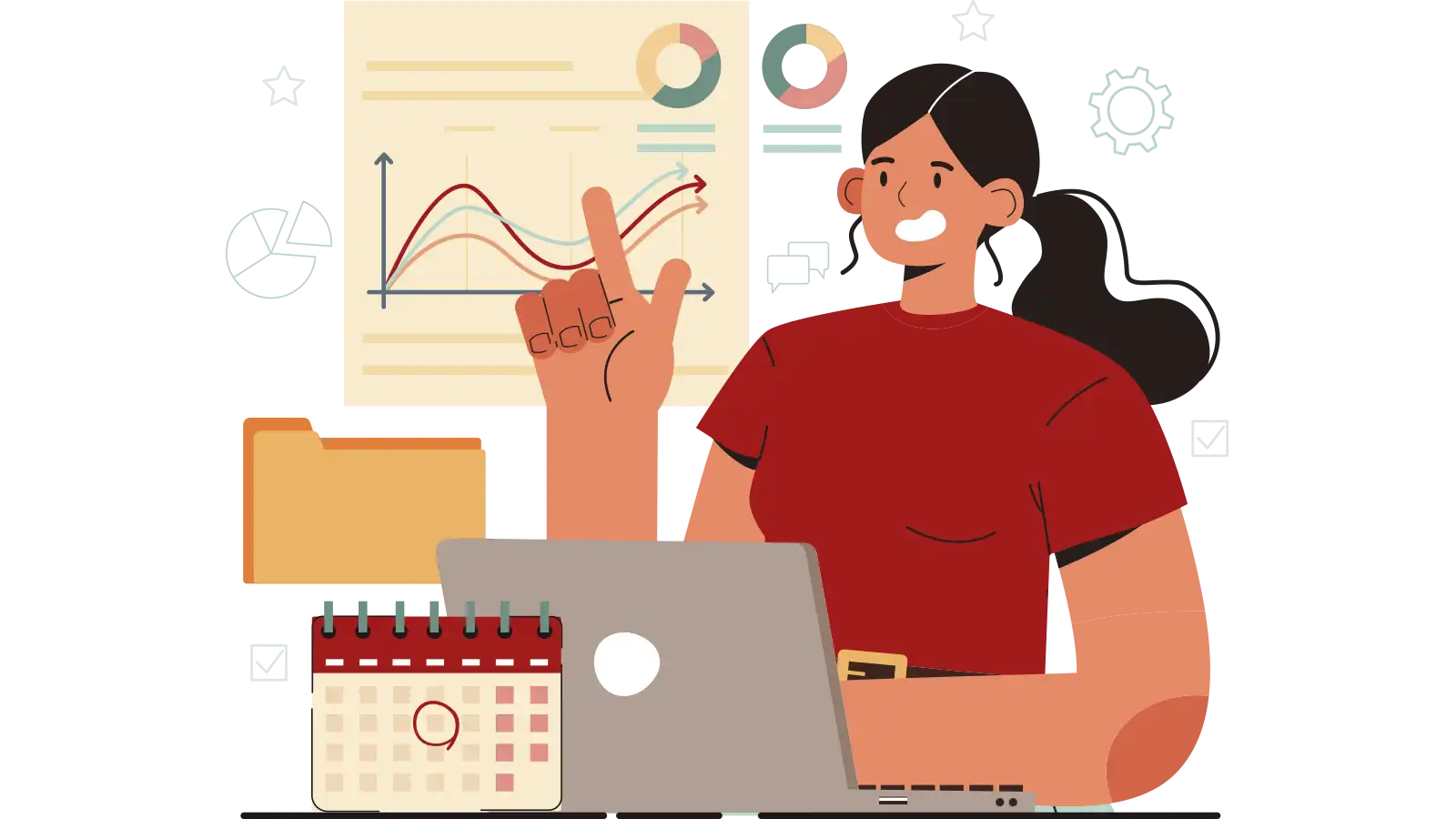 Data Analyst che analizza grafici e dashboard su più monitor