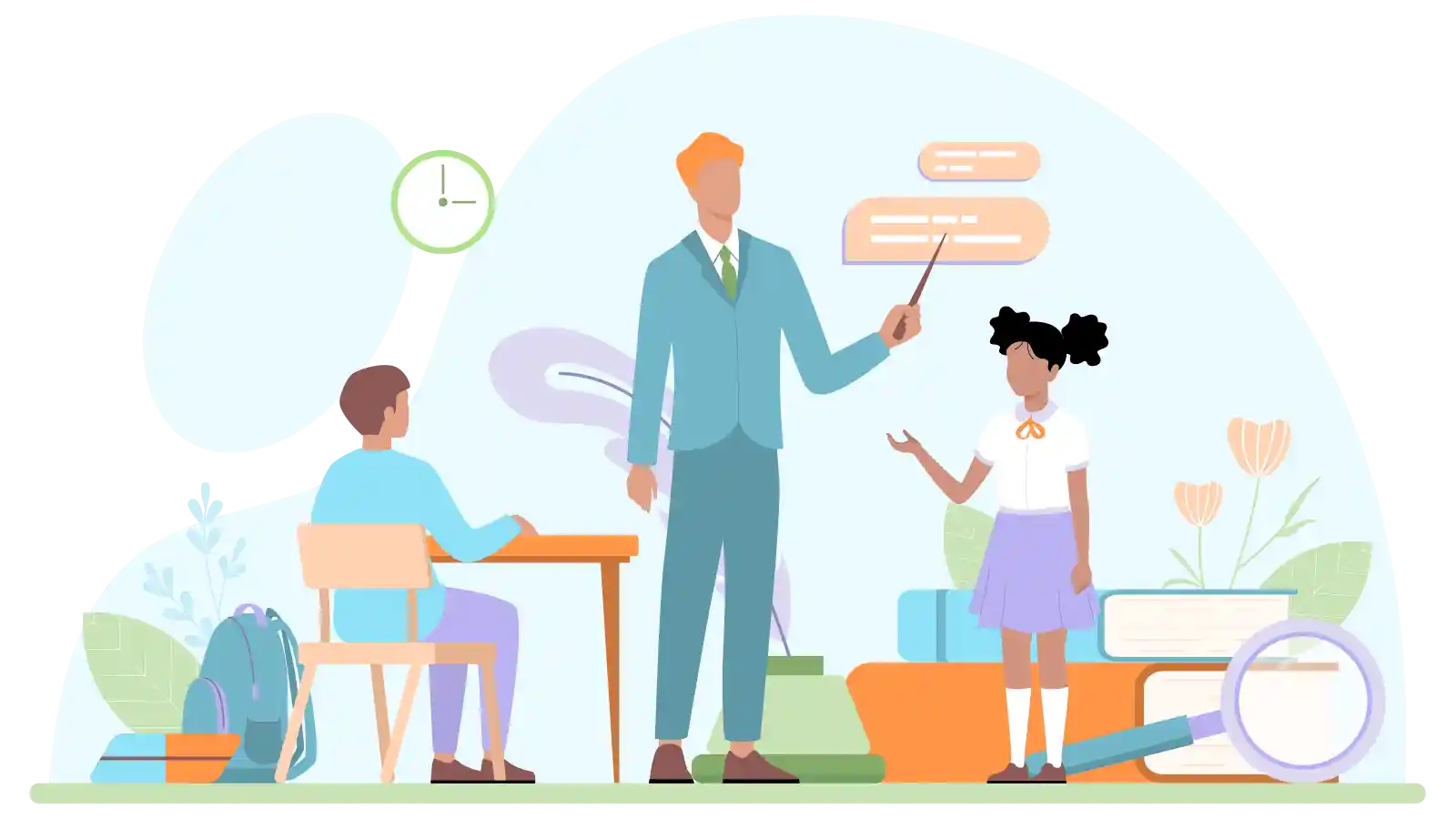 Professore che spiega in una classe di scuola superiore