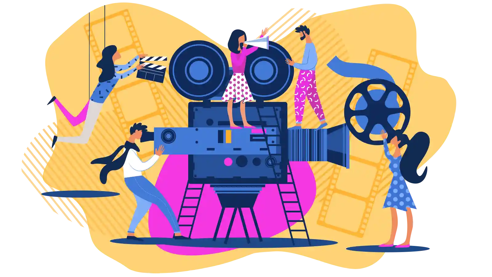 Regista cinematografico e filmmaker al lavoro su un set